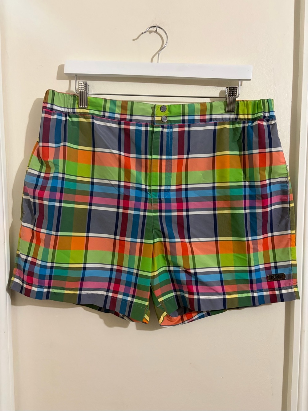 Hugo Boss Multicolor Plaid Shorts with Logo Plate